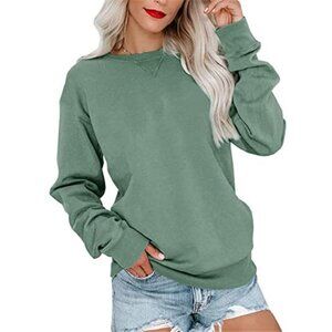 Womens Sweatshirt Long Sleeve Crew Neck Pullover Casual Relaxed Fit Tops